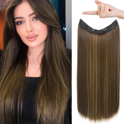 Vista 18 de REECHO - Extensiones de cabello con alambre transparente invisible, tamaño ajustable, broches de seguridad extraíbles en la extensión secreta recta