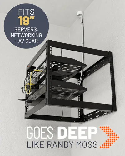 Vista 6 de ECHOGEAR 10U Network Rack - Wall Mountable Heavy Duty 4 Post Design Holds All Your Networking & AV Gear - Open Frame Design Includes 2 1U Vented