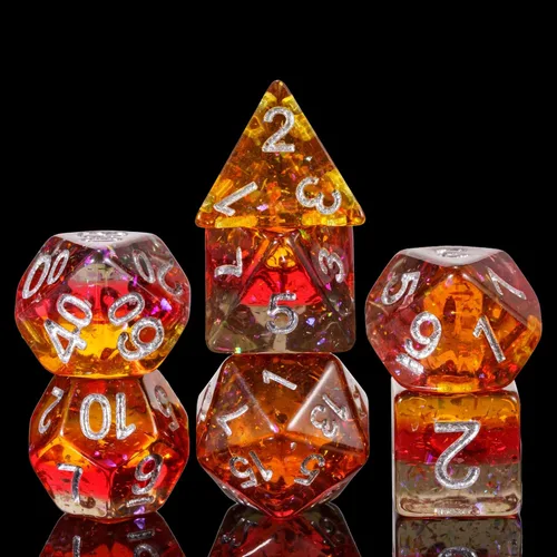 Vista 28 de DND - Juego de dados poliédricos RPG de 7 piezas para juegos de rol D&D (mezcla dorada, negro)