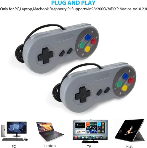 Vista 4 de Veanic - Paquete de 2 unidades de repuesto para mando de gamepad compatible con SNES - Conector de 7 pines