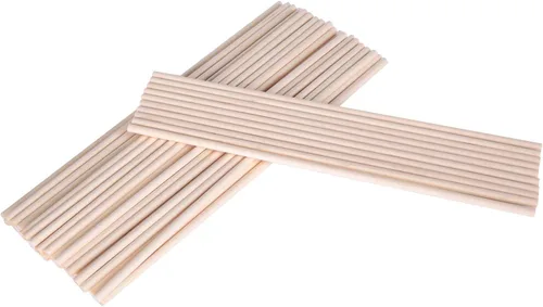 Vista 5 de Varillas de madera de 1/4 x 12 pulgadas sin terminar de madera natural para manualidades, palos de bambú para ramo de flores, 50 piezas