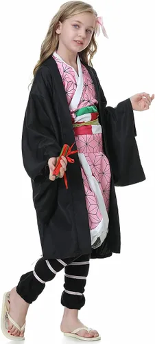 Vista 3 de Disfraz de anime para cosplay de Tanjirou para disfraz de Halloween, quimono para niños, niñas y mujeres