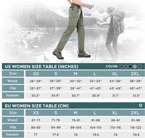Vista 6 de Wespornow Pantalones convertibles con cremallera para mujer, para campamento, viajes