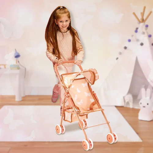 Vista 7 de My First Baby - Cochecito de muñeca para niñas de 3 años, niños pequeños Cochecito de bebé plegable para muñecas, cochecito de juguete