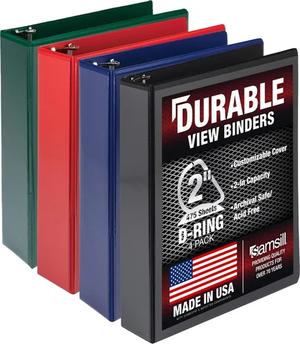 Vista 174 de Samsill - Carpeta duradera de 5 pulgadas, fabricada en los Estados Unidos, con anillos en D, transparente y personalizable, color blanco