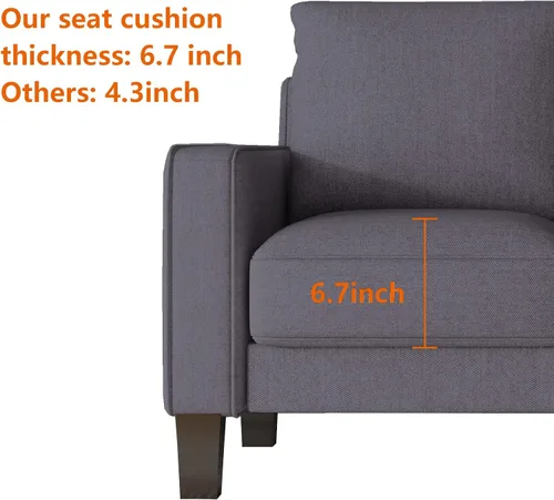 Vista 4 de Tmosi Moderno sofá tapizado, sofá de 3 plazas con almohadas de respaldo extraíbles para espacios pequeños, sofá de 3 plazas para dormitorio