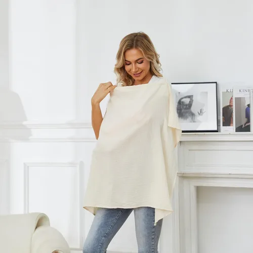 Vista 6 de PPOGOO Funda de lactancia de muselina para lactancia materna, transpirable, para mamá, 100% algodón, con aro rígido para lactancia materna (beige)