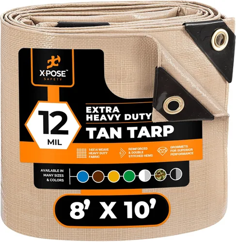 Vista 72 de Xpose Safety Lona protectora de polietileno plateado resistente de 5 x 7 pies - Funda protectora multiusos - Duradera, resistente al agua