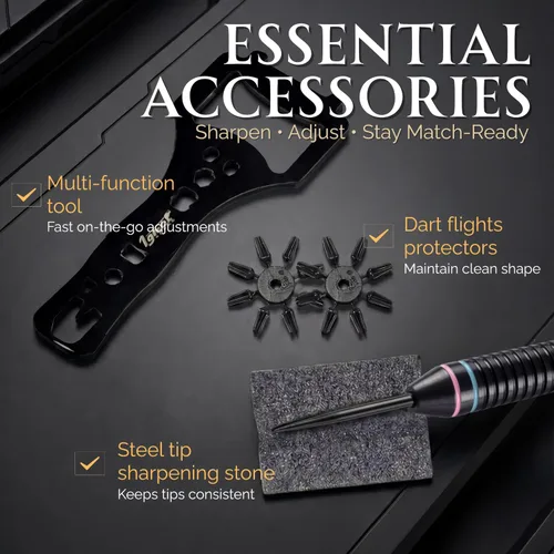 Vista 5 de IgnatGames Juego de puntas de metal para dardos – Paquete de 12 dardos de punta de acero con 32 vuelos GlideXPro, empuñaduras de barril multizona