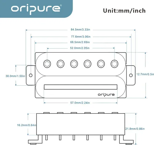 Vista 2 de Oripure Pastillas Humbucker Alnico 5 para Guitarra Pastilla de Puente Hot Dual Rail y Postes de Tornillo
