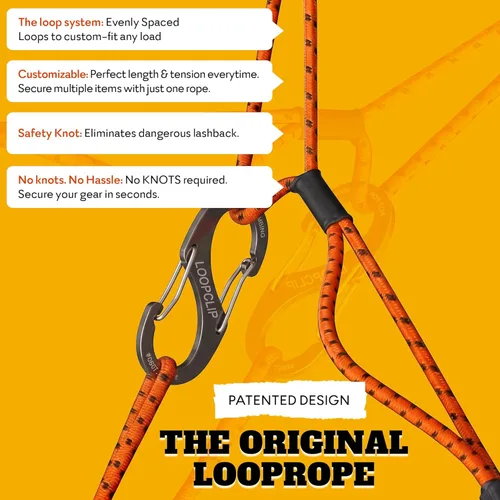 Vista 5 de LOOPROPE Cuerda elástica con sistema de amarre de ganchos Correa de carga ajustable Sin nudos Camión, RV, ATV, camping, accesorio al aire