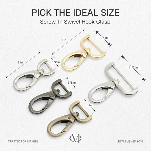 Vista 2 de CRAFTMEMORE 2 piezas de cierre giratorio de gancho a presión desmontable con barra de tornillo bolsa de reemplazo de hardware VT501