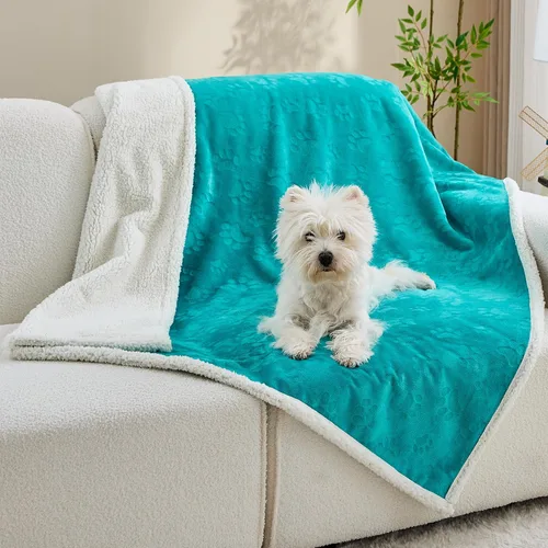 Vista 17 de Qeils - Mantas para mascotas para gatos - Manta impermeable para gatos lavable - Manta de vellón Sherpa para cachorros, protector reversible