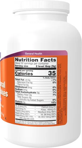 Vista 2 de NOW Suplementos, copos de levadura nutricionales, fortificados con vitaminas B adicionales, súper alimentos, 10 onzas