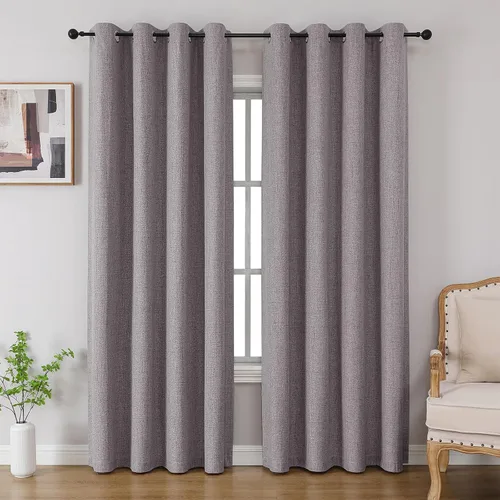 Vista 37 de CUCRAF Juego de 2 paneles de cortinas 100% opacas de 54 pulgadas de largo, cortinas texturizadas de lino para oscurecer la habitación, con ojales