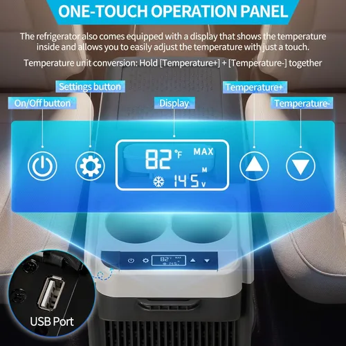 Vista 3 de Refrigerador de consola central de 12 voltios, refrigerador de automóvil de 16 cuartos (15 litros) (-4 ℉ a 50 ℉), refrigerador de coche RV
