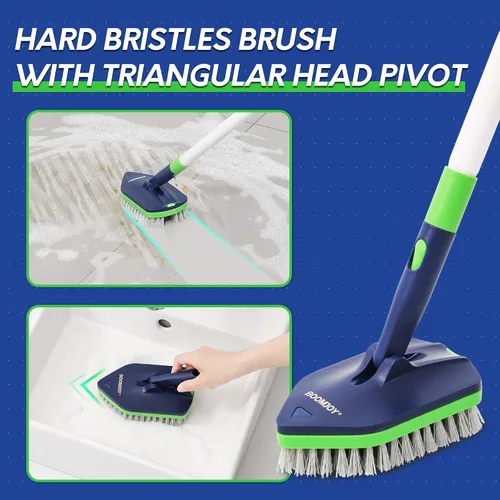 Vista 3 de BOOMJOY Cepillo de limpieza de ducha 4 en 1, juego de limpiador extensible de 58 pulgadas para bañera y azulejos, cepillo de lechada con mango