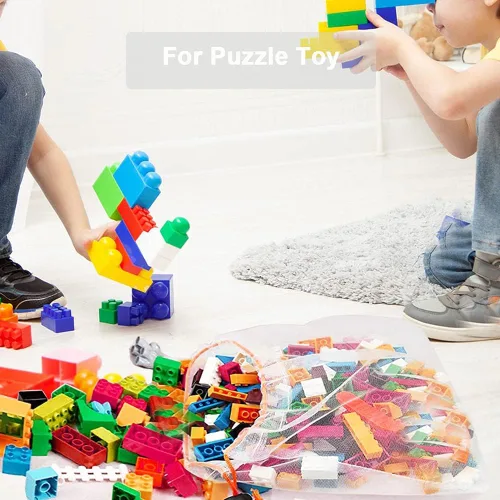 Vista 4 de 16 bolsas pequeñas de malla para juguetes para almacenamiento, 3 tamaños reutilizables de malla con cordón para productos, bolsa de rompecabezas