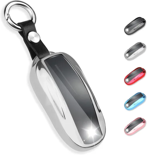 Vista 20 de QBUC para Tesla Funda para Llavero con Llavero de TPU Blanda y Protección Compatible con Tesla Model 3/Y/S (Gris Titanio)
