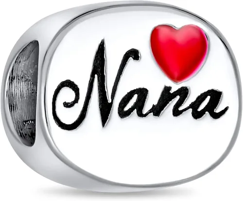 Grandma Nana Red Heart Family I Love Mee-maw Charm Bead For Grandmother Women .925 Sterling Silver Fits European Bracelet
