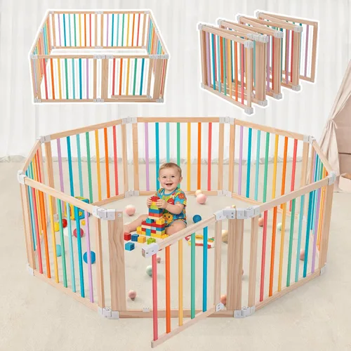 Vista 10 de Paneles expandibles para parque infantil de madera Aokkto (panel de madera-2, incluye 2 juegos de conectores (multicolor)