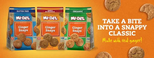 Vista 5 de KA-ME Mi-Del Ginger Snaps Cookies – Sabor auténtico – Galletas crujientes – Certificado sin OMG, 0.00 oz de grasa trans – Snack saludable