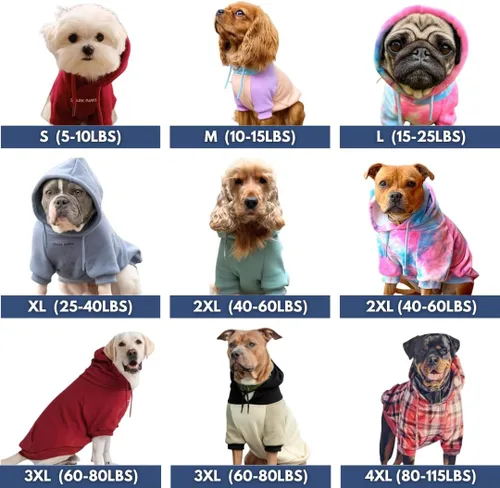 Vista 3 de Spark Paws Sudadera con capucha para perro, suéter de primera calidad para perros pequeños, medianos y grandes Trajes cálidos para bulldogs
