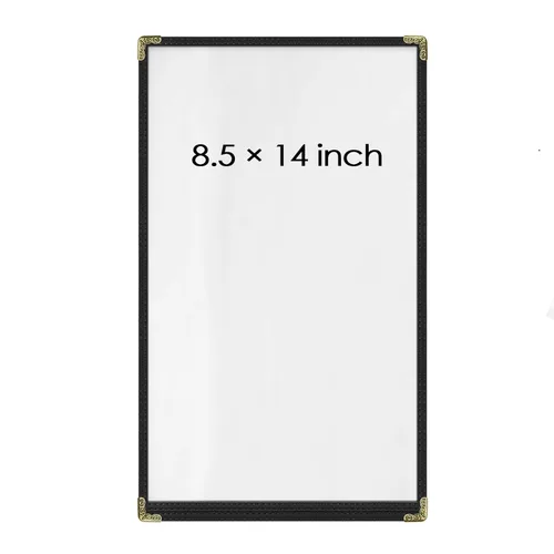 Vista 9 de Fundas para menú, paquete de 25 unidades, 5.5 x 8.5 pulgadas, soportes de menú de vinilo negro Fundas transparentes impermeables de 2 vistas