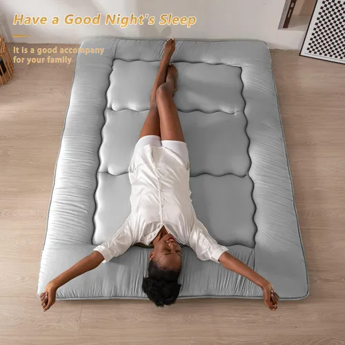 Vista 205 de Colchón futón japonés de piso gris constelación, de piso tatami, portátil, para acampar, para niños, sofá cama plegable enrollable con protector