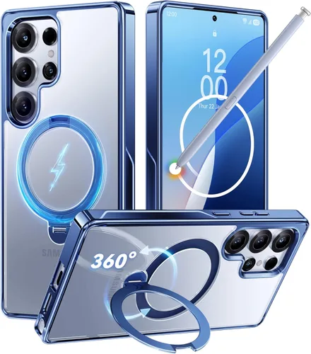 CASEKOO Funda oficial azul brillante para Samsung Galaxy S25 Ultra [soporte magnético de 360 giros] [compatible con MagSafe] [protección militar de
