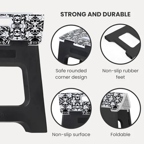 Vista 254 de Vigar Taburete compacto plegable, taburetes de 10-1/2 pulgadas para adultos de hasta 330 libras, taburete ligero, taburete plegable antideslizante