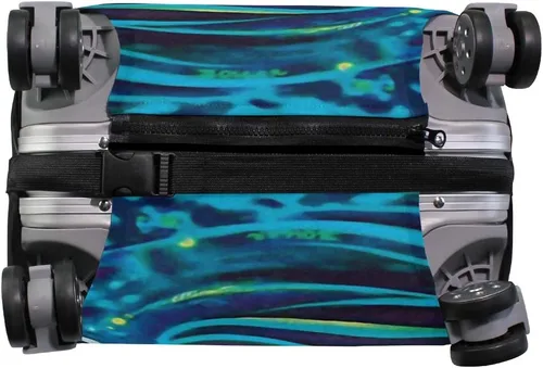 Vista 3 de Funda de equipaje vibrante de pluma de pavo, protector de equipaje de viaje 18-32 pulgadas, Azul Patchwork), g15259597p193c227s326