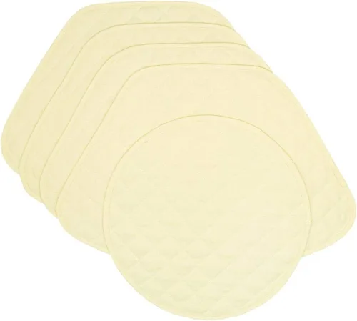 Vista 6 de Sweet Pea Linens Solid Ivory Quilted Jacquard Rectangle Placemats - Set of Four Plus Center Round-Charger
