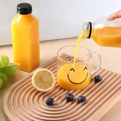 Vista 5 de SUPERLELE Contenedores de jugo de 16 onzas con tapas, botellas reutilizables para jugos, agua, 12 botellas de plástico con tapas