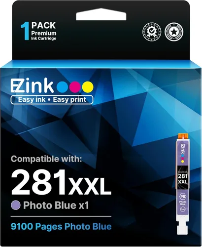 E-Z Ink Cartucho de tinta de repuesto compatible para Canon CLI-281XXL CLI 281 XXL para usar con PIXMA TS8120 TS9120 (azul foto, 1 unidad)
