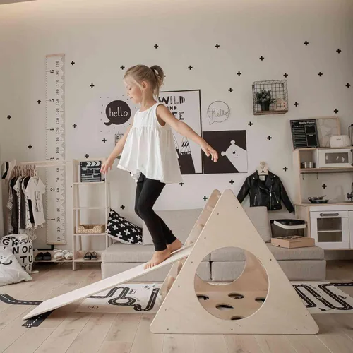 Vista 8 de Triángulo de escalada con una rampa, escalador triángulo Montessori, escalador Montessori, marco de escalada, gimnasio de juego interior para niños
