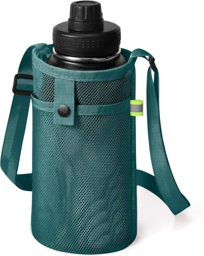 Vista 11 de Bolsa grande para botella de agua con correa, soporte de malla grande para botella de agua, correa para el hombro y bolsillo, soporte ligero