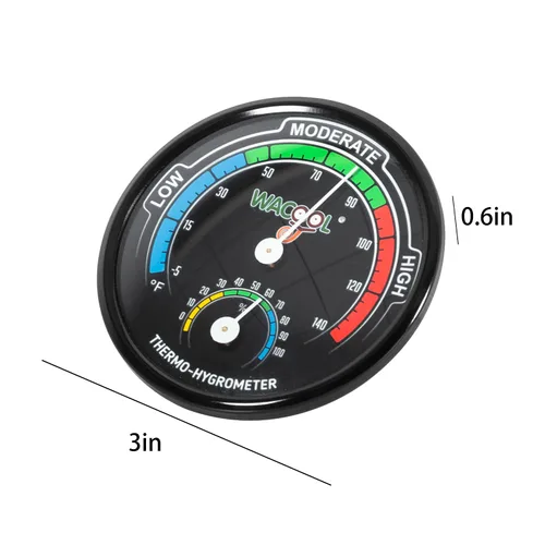 Vista 2 de WACOOL Mini Analog Thermometer Hygrometer 2 Pack, Dial Temperature Humidity Gauge Terrarium Thermometer Celsius and Fahrenheit, Night Luminous