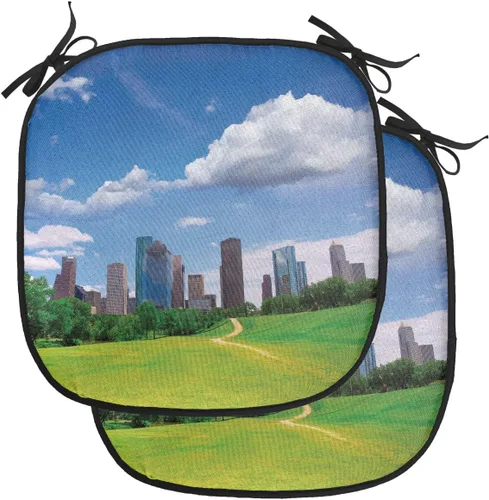 Vista 166 de Lunarable USA Chair Cushion Pad, American Cities Skylines Metropolis Architecture Sketch Style Hand Drawn Art Print, Seat Padding for Kitchen &