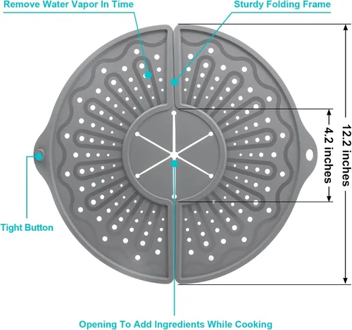 Vista 2 de Pantalla de silicona contra salpicaduras para sartén de 10, 11 y 12 pulgadas, protector contra salpicaduras plegable, protector contra salpicaduras