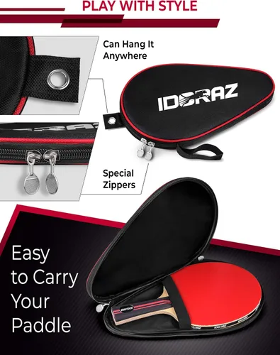 Vista 4 de Professional Ping Pong Paddle - Best Table Tennis Racket with Carrying Case ITTF Approved Rubber - Premium Ping Pong Paddles with Top Speed 99 Spin