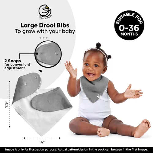 Vista 4 de Organic Cotton Baby Drool Bibs (3-Pack) Thick 345 GSM, Soft & Absorbent, Teething Bibs for Boys and Girls