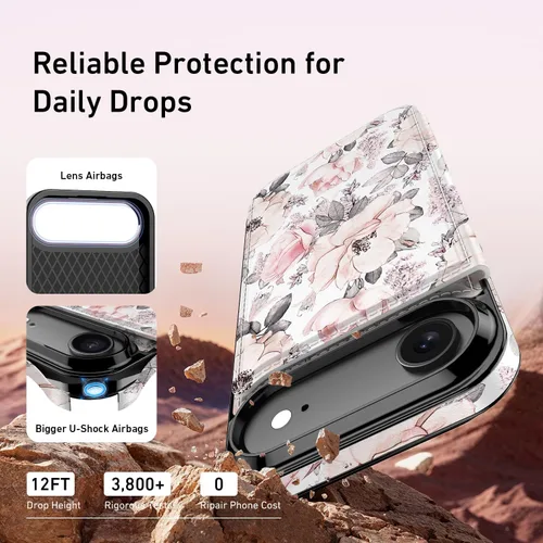 Vista 457 de LETO para iPhone 15 Pro Funda tipo cartera - Tapa tipo folio con patada - Diseños de moda - Tarjetero - Funda protectora para mujeres y niñas - 6.1