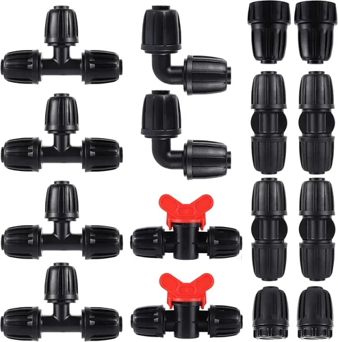 Vista 10 de Paquete de 10 conectores de acoplamiento de riego por goteo de 1/2 pulgada (1/2" ID x 1,65 cm DE) - Conectores rectos con púas bloqueadas antigoteo