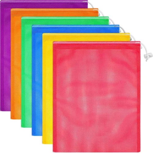 Vista 9 de Frienda 6 bolsas de malla de 11 x 15 pulgadas, bolsa de lavandería duradera de nailon con cordón para enjuagar juguetes de playa, recolección