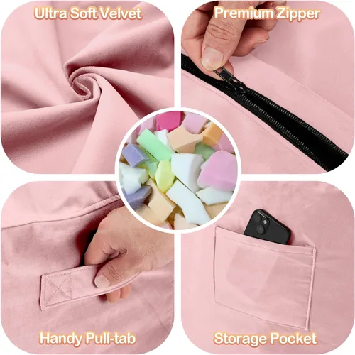 Vista 167 de de 3 pies con relleno de espuma viscoelástica, puf grandes, sofá suave con funda de terciopelo holandés, 36 x 36 x 24 pulgadas (morado)