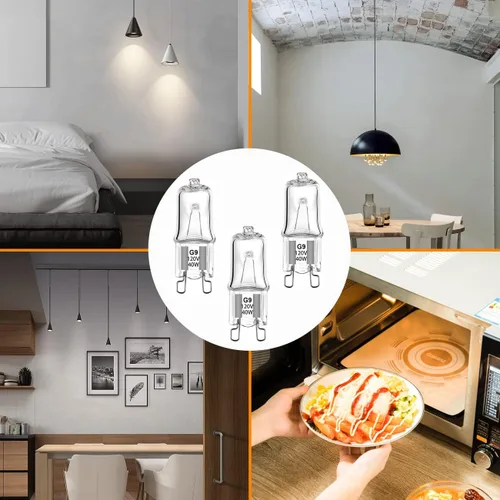 Vista 5 de SDTC Tech Paquete de 6 bombillas halógenas para horno de microondas Whirlpool, G9 120 V 40 W W10709921, bombillas de microondas compatibles