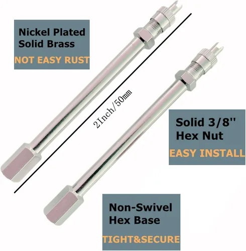 Vista 2 de 2 Pulgadas Extensores de Vástago de Válvula de Doble Rueda, Juego de 2 Piezas, Extensiones de Vástago de Válvula de Metal Recto de 50mm