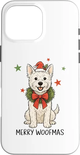 Vista 18 de Merry Woofmas White Terrier Dog Santa Hat Christmas Cute Dog Case for iPhone 15