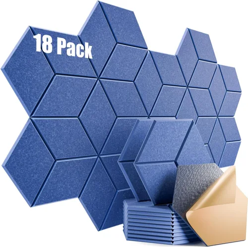 Vista 171 de Paquete de 12 paneles acústicos autoadhesivos de 12 x 10 x 0.4 pulgadas, paneles de espuma a prueba de sonido con alta densidad, elegante diseño